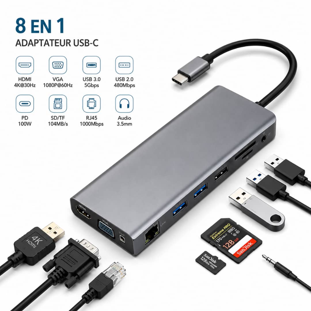 Adaptateur 8 en 1